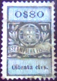 Selo postal de Portugal de 1924 Estampilha Fiscal 80