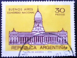Selo postal da Argentina de 1975 Congress Building