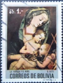 Selo postal da Bolívia de 1972 Madonna and Child