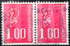 Par de selos da França de 1976 Marianne type Bequet