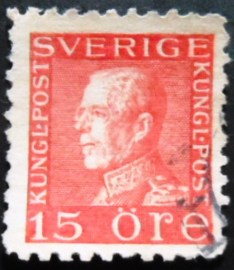 Selo postal da Suécia de 1934 King Gustaf V 15