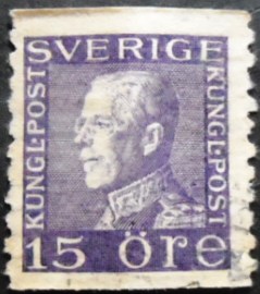 Selo postal da Suécia de 1922 King Gustaf V 15