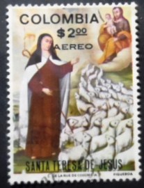 Selo postal da Colômbia de 1972 St. Thereza Surcharged