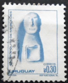 Selo postal do Uruguai de 1976 Antropolito de Mercedes