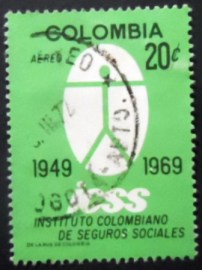 Selo postal da Colômbia de 1969 Social Security Institute