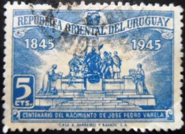 Selo postal do Uruguai de 1945 Monument to Jose Pedro Varela