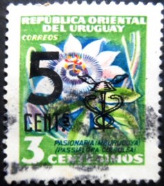 Selo postal do Uruguai de 1959 Passion flower