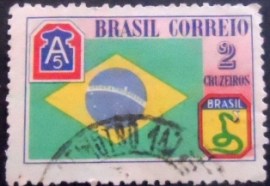 Selo postal do Brasil de 1945 bandeira Brasileira U