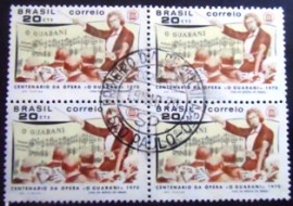 Quadra de selos postais do Brasil de 1970 Carlos Gomes