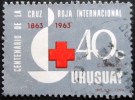 Selo postal do Uruguai de 1964 Jubilee Emblem of the Red Cross