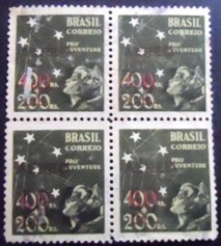 Quadra de selos postais do Brasil de 1944 Pró Juventude 60