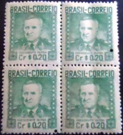 Quadra de selos postais do Brasil de 1947 Gaspar Dutra 20