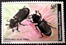 Selo postal de Ruanda de 1978 Bess Beetle