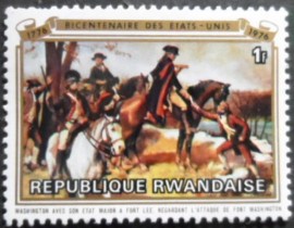 Selo postal da Ruanda de 1976 Washington at Fort Lee