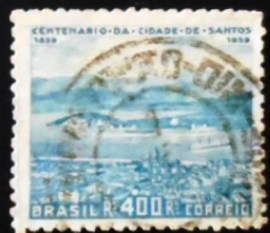 Selo postal do Brasil de 1939 Centenário de Santos
