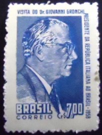 Selo postal do Brasil de 1958 Giovanni Gronchi