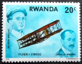 Selo postal de Ruanda de 1972 Wright Brothers and Flyer I