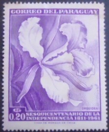 Selo postal do Paraguai de 1965 Cattleya warscewiczii