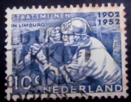 Selo postal da Holanda de 1952 Miner at work