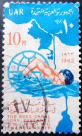 Selo postal do Egito de 1963 Suez Canal