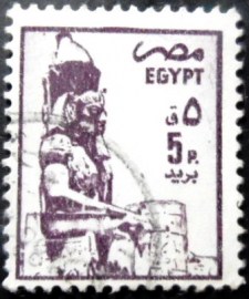 Selo postal do Egito de 1985 Statue of Ramses II