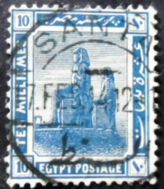 Selo postal do Egito de 1914 Colossi of Memnon