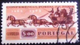Selo postal de Portugal de 1963 Mailcoach