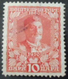 Selo postal de Montenegro de 1910 King Nicolas Ier