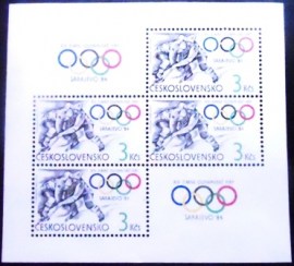 Bloco postal da Tchecoslováquia de 1984 Winter Olympic Games 84