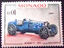 Selo postal de Mônaco de 1967 Bugatti 1931