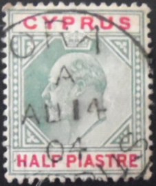 Selo postal do Chipre de 1904 King Edward VII ½