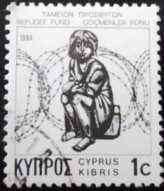 Selo postal do Chipre de 1988 Refugee Fund Tax
