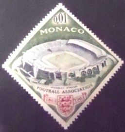 Selo postal de Monaco de 1963 Wembley Stadium