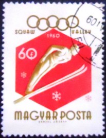 Selo postal da Hungria de 1960 Ski-jump