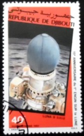 Selo postal do Djibouti de 1982 Luna 9 Moon Landing