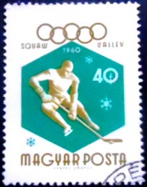 Selo postal da Hungria de 1960 Ice Hockey