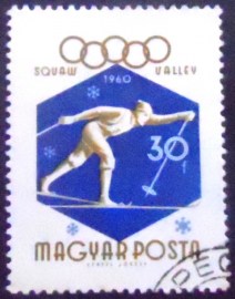 Selo postal da Hungria de 1960 Cross-country skiing