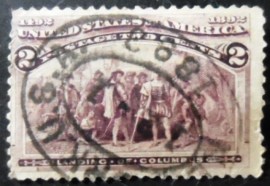 Selo postal dos Estados Unidos de 1893 Landing of Columbus