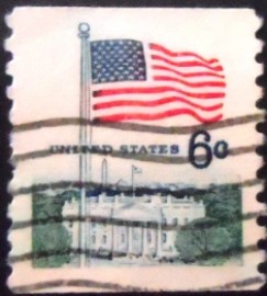 Selo postal dos Estados unidos de 1969 Flag and White House 6