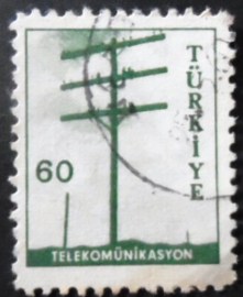 Selo postal da Turquia de 1960 Telephone Pole