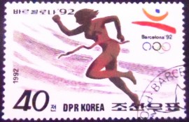 Selo postal da Coréia do Norte de 1992 200 meters run