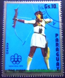 Selo postal do Paraguai de 1975 Archery