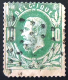 Selo postal da Bélgica de 1869 King Leopold II