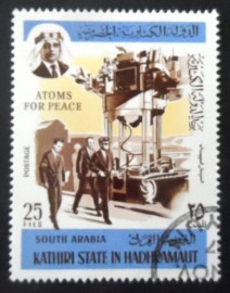 Selo postal de Hadhramaut Kathiri de 1967 Atoms for peace
