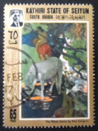 Selo postal de Kathiri de 1967 The White Horse by Paul Gauguin