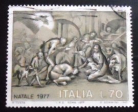 Selo postal da Itália de 1977 Adoration of the Shepherds
