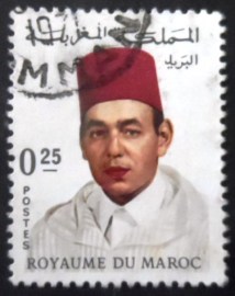 Selo postal do Marrocos de 1968 King Hassan II 25