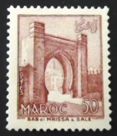 Selo postal do Marrocos de 1955 Bab-el-Mrissa
