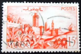 Selo postal do Marrocos de 1949 Walled Town