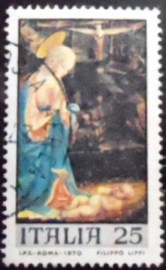 Selo postal da Itália de 1970 The Adoration